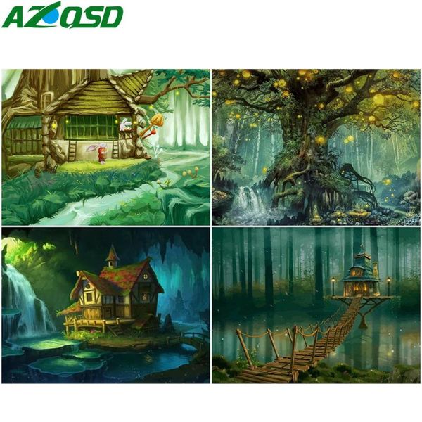 

diamond painting azqsd 5d diy tree handicraft embroidery landscape mosaic full kits needlework home decoration