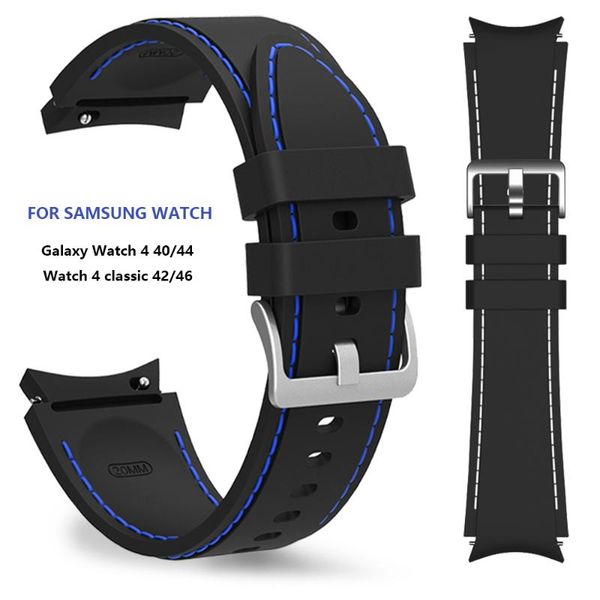 

watch bands no gaps strap for samsung galaxy 4 40mm 44mm soft silicone curved end bracelet classic 46mm 42mm correa, Black;brown