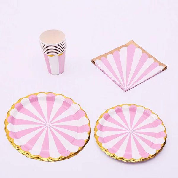 

packaging dinner service stamping plum pink 34 suit party children's birthday decorations paper towels cups plates happy