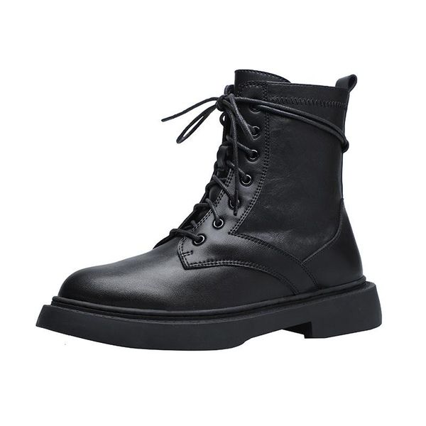 

boots women's 2021 autumn and winter plus velvet online celebrity joker british style handsome thick thin, Black