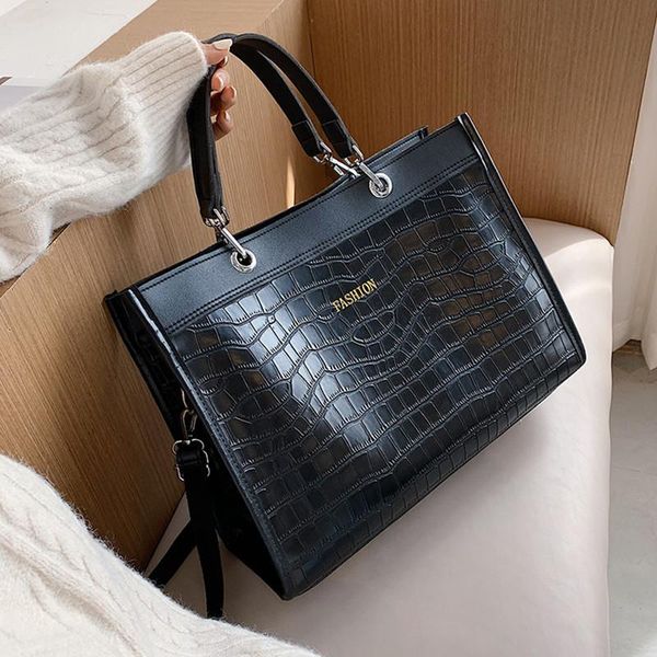 

women handbag large capacity alligator print pu leather shoulder bags 2021 winter ladies hand bag brand trending crossbody waist