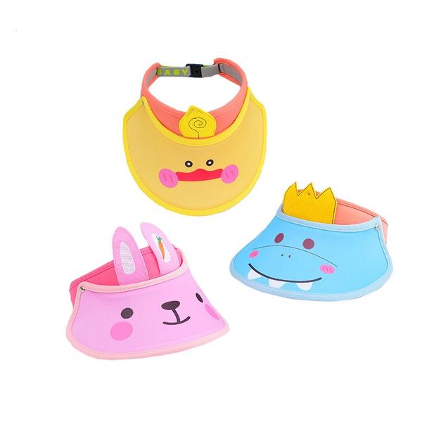 

wide brim hats summer children's empty sun hat outdoor protection wild cartoon pattern male and female, Blue;gray