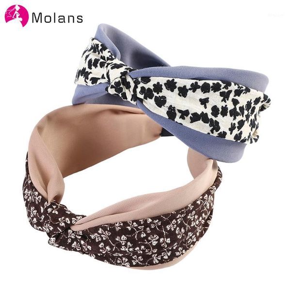 

molans 2021 floral knot turban headband women fashion wide elastic hair bands girls fall winter accessories hoop1