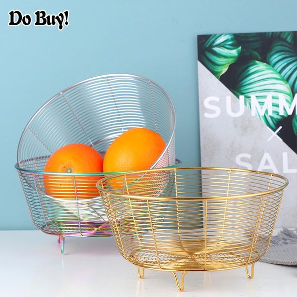 

dishes & plates storage basket fruit vegetable stainless steel metal wire kitchen decor hollow