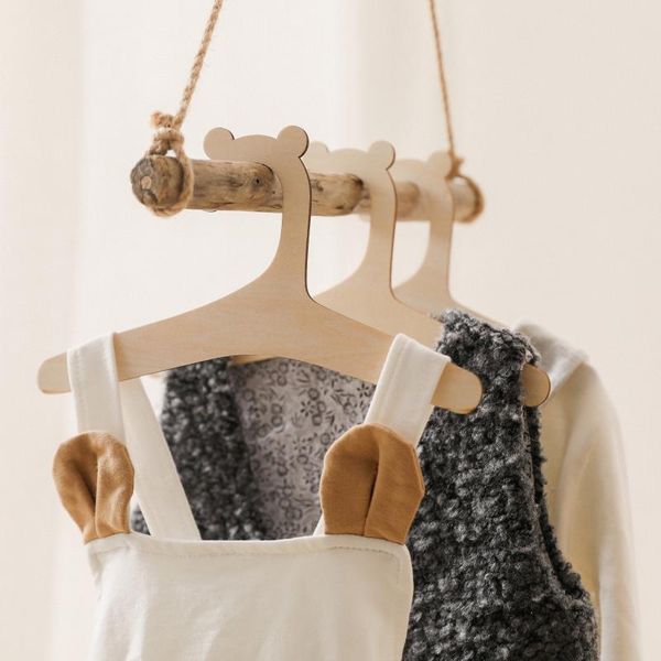 

hangers & racks 10 pcs/lot baby wooden clothes hanger creative rack home girls princess room nursery decor for kids present