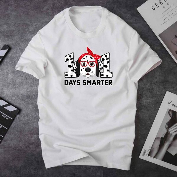 

101 days smarter 101st day school dalmatian dog teacher t-shirt, White;black