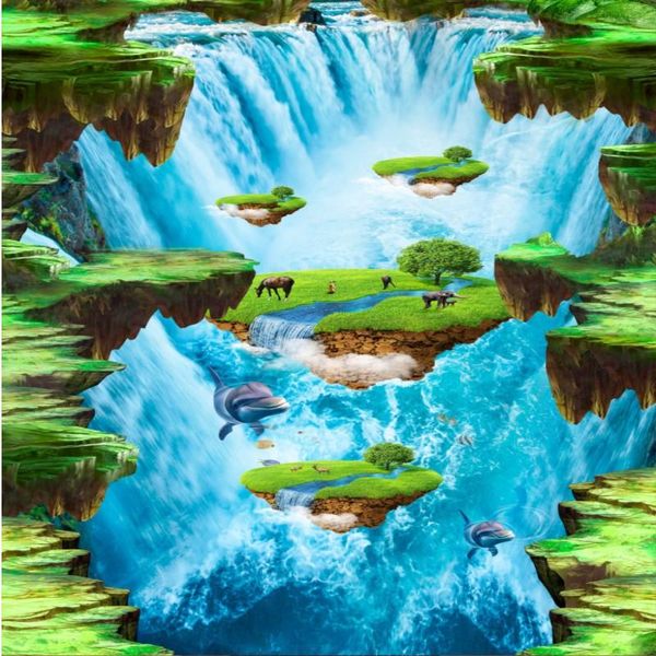 

wallpapers shuhiko custom large-scale mural pvc floor 3d lawn waterfall oceania waterproof thickening sidewalk wear-resistant