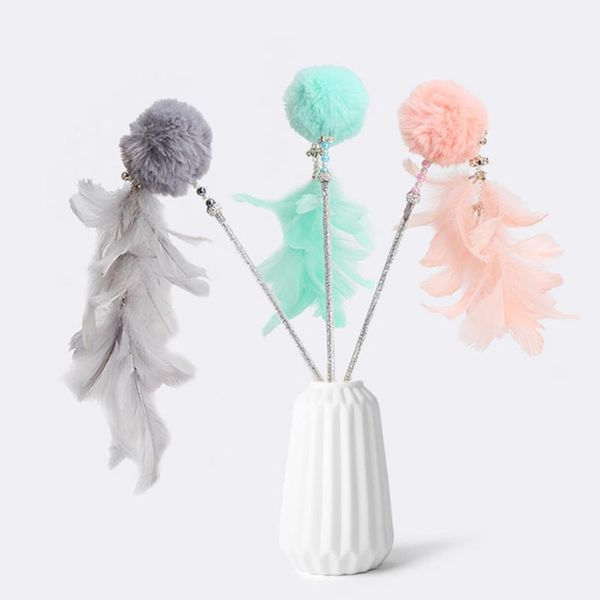 

cat toys pet cats tease interactive plush ball toy stick fun supplies