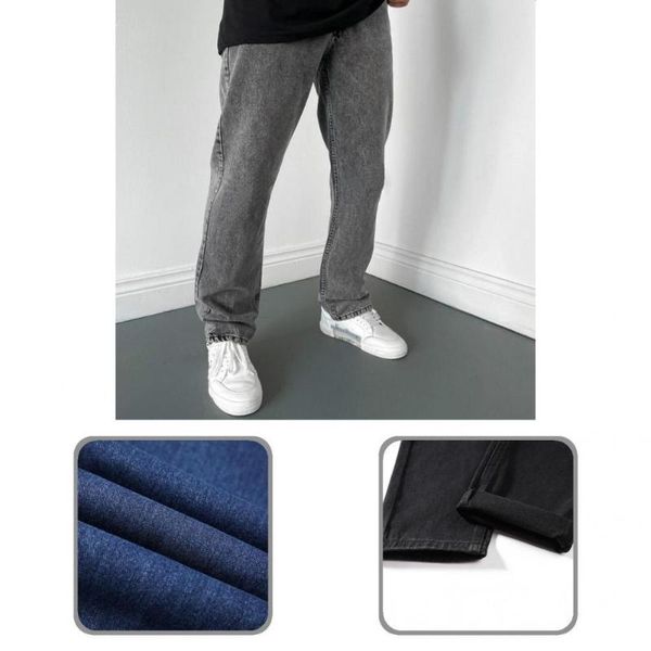 

men's pants modern men trousers all match solid color pure soft autumn jeans, Black