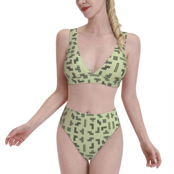 

women's swimwear bikini retro game exotic 2021 women swimsuit high waist dress sets video 80s bathing suit, White;black