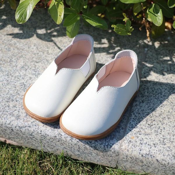 

children spring/autumn soft bottom breathable boys girls leather shoes baby toddler flats student loafers kids 02 flat, Black;grey