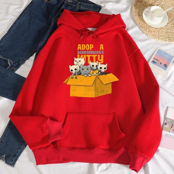 

women's hoodies & sweatshirts cats in a box hip hop print womens cartoons pullover hoody funny crewneck clothes fashion loose female, Black