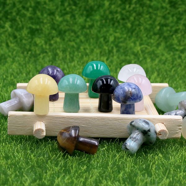 

carved mushroom statue ornaments natural rose quartz turquoise stone naked stones hearts decoration hand handle pieces diy necklace accessor, Black