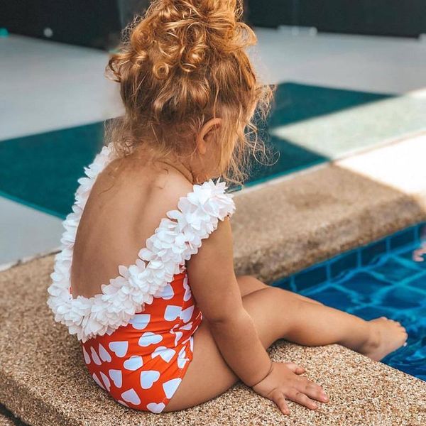 

kids swimwear for girls fashion print baby girl swimsuit one piece children holiday travel beachwear bathing suits one-pieces, Black