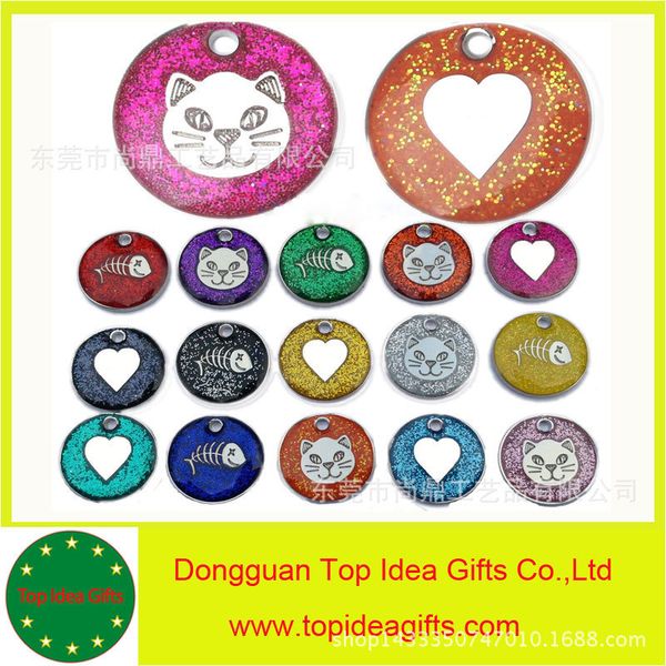 

aluminum anode dog tag pet tag surface with transparent ap cat powder zinc alloy gold medal