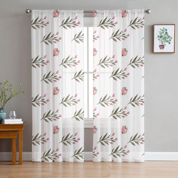 

curtain & drapes retro flowers and plants illustration tulle curtains for living room bedroom modern kitchen sheer voile