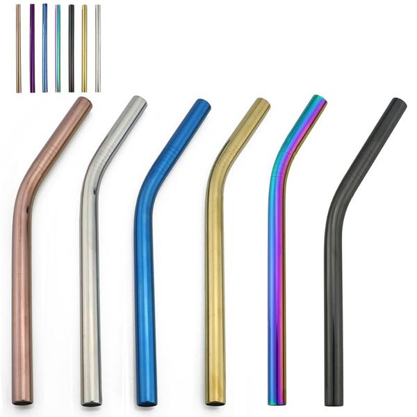 

drinking straws 100pcs bend colorful stainless steel bubble tea 12mm reusable straw milk metal with brush wholesale