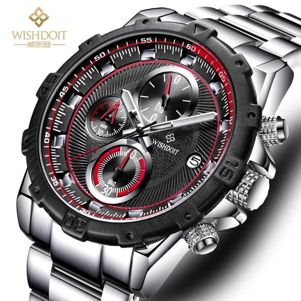 

wristwatches wishdoit men's watch waterproof luminous militarytime reset small three eyes belt sports wrist quartz, Slivery;brown