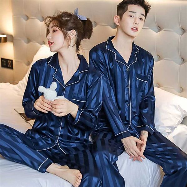 

men & women casual home clothing nightwear luxury pajama suit satin silk pajamas sets couple sleepwear pijama lovers night suit 211110, Black;brown