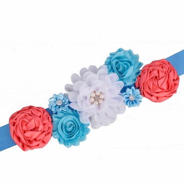 

maternity intimates theeper sash pregnancy belly belt baby shower party flower po prop woman floral wedding, White