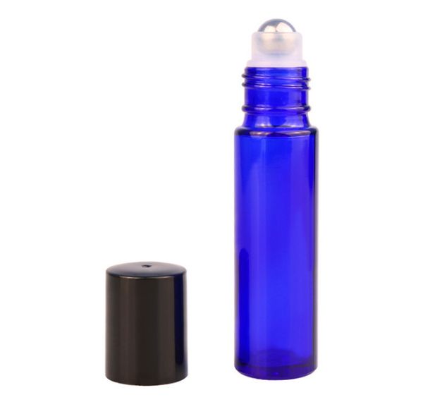10 ml blaue Glasrollerflaschen mit Metallkugel für ätherische Öle, Aromatherapie, Parfüme und Lippenbalsam FreeMake Up