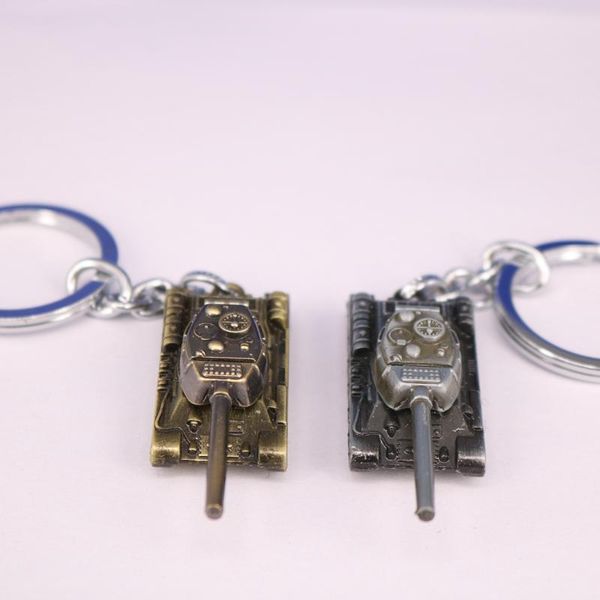 

keychains men strap wot game world of tanks keychain alloy metal tank model pendent keyring gift key chain ring holder car fans souvenirs, Silver