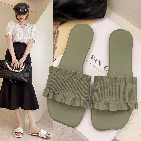

shoes for girls slippers casual slipers women low shale female beach slides lady luxury 2021 summer sabot soft hoof heels fretwo, Black