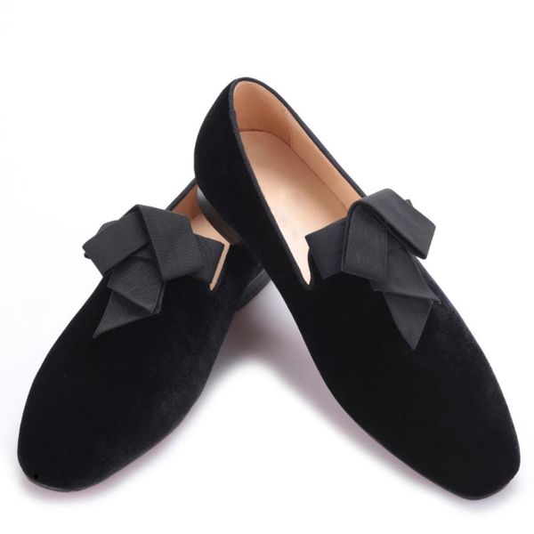 

dress shoes 2021 handsome smoking slipper in black silk with a refined velvet band detail party and wedding men loafers male