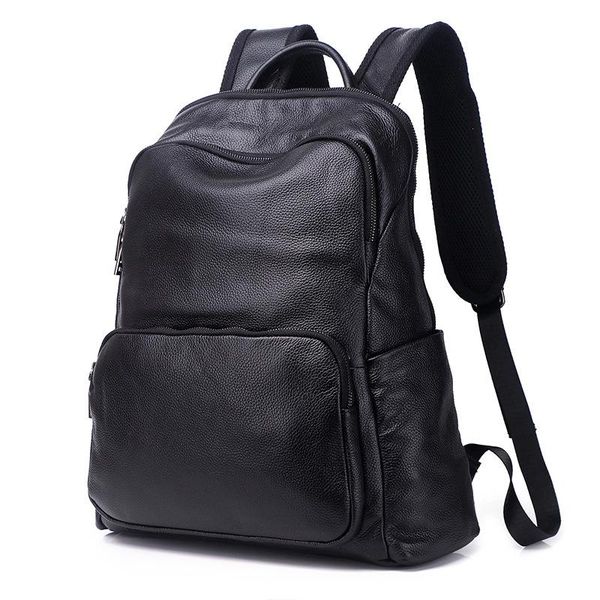 

backpack men's genuine cow leather lapmale school bag men daypacks style casual travel business
