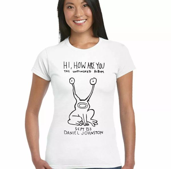 

as worn by kurt cobain hi how are you daniel johnston t-shirt nirvana, White;black