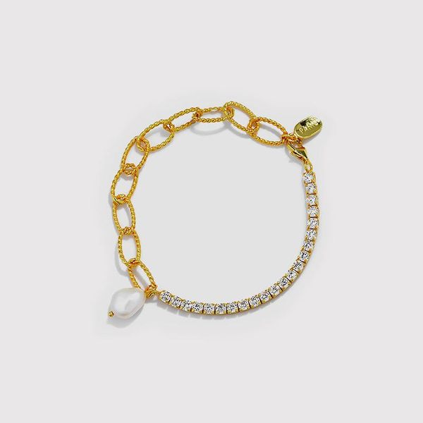 

charm bracelets 925 silver zircon bracelet, Golden;silver