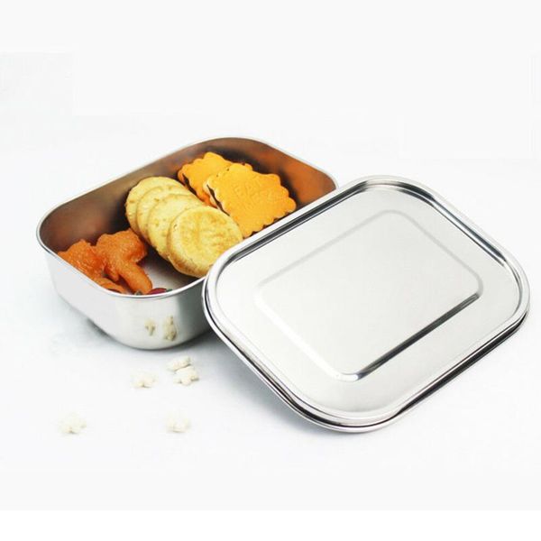 

camp kitchen portable stainless steel bento lunch box leak-proof picnic food fruit lattice container storage for outdoor camping