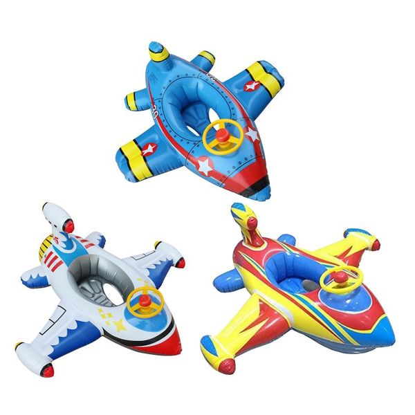 

life vest & buoy airplane inflatable baby toddlers swimming seat float pool w/ steering wheel