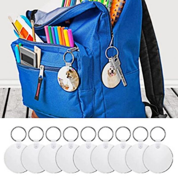 

decorative objects & figurines 36pcs/set diy mdf blank circle anti-rust key holders keychains for graduates