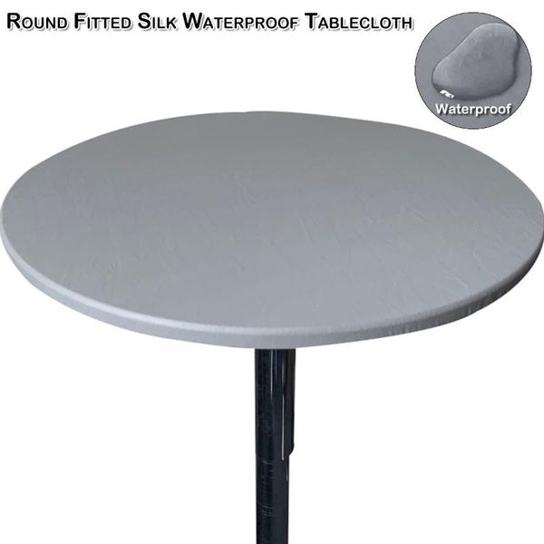

table cloth round tablecloth waterproof polyester elastic cover protector catering fitted for dining room