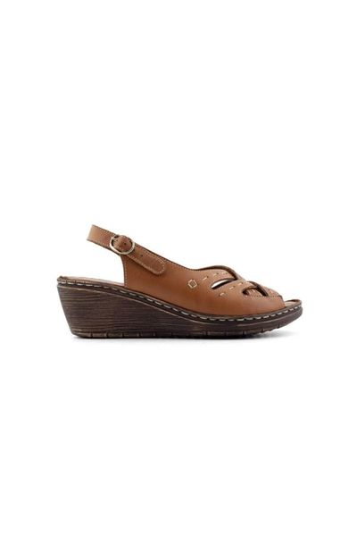 

sandals women tan genuine leather lighter heels 082, Black