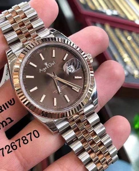 

classic men datejust stainless steel automatic mechanical diamond rome dial sapphire rose gold coffee sport watch 36mm wristwatches, Slivery;brown