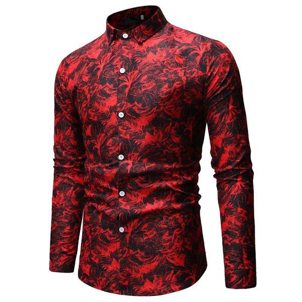 

men's fashion casual print long sleeve shirt slim business spring and autumn shirts, White;black