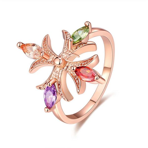 

cluster rings zslbs fashion shiny crystal colorful for women cubic zirconia statement ring jewelry gifts anillos mujer accessories, Golden;silver