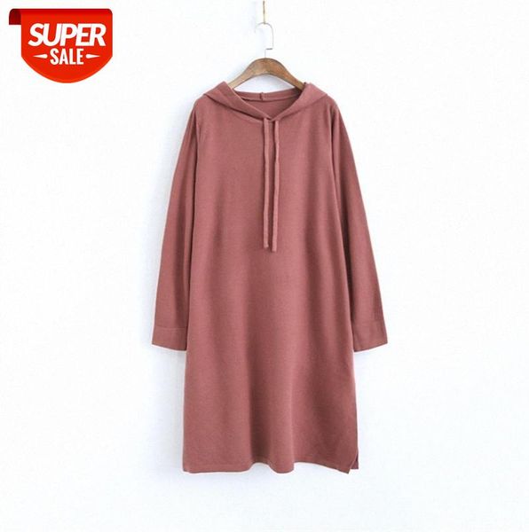 

li zhiqi korean version of cotton and linen knitted hoodie long sleeve loose knit sweater fashion dress 930323 #lp2u, Black;gray