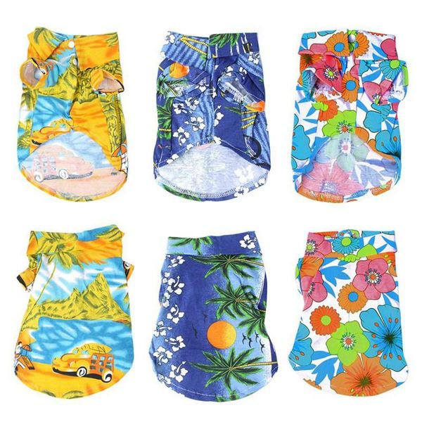 

dog apparel fashion summer printed shirt beach casual pets travel clothes floral short sleeve cat blouse