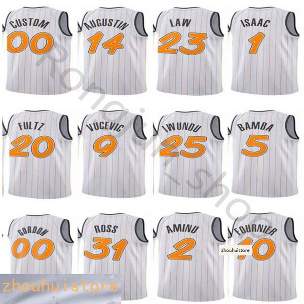 

new city basketball 14 dj augustin jersey 00 aaron gordon 9 nikola vucevic 10 evan fournier 50 cole 31 terrence ross men white edition, Black;red