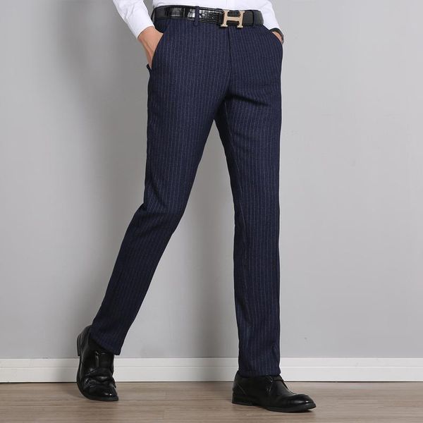

men's suits & blazers large size 29-40 mens small stretch striped suit trousers men business casual pants autumn style, White;black