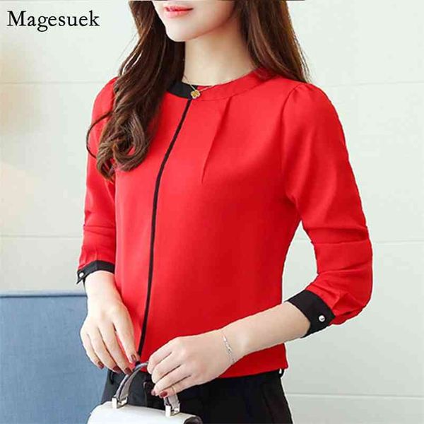 

autumn red elegant chiffon blouse women long sleeve shirt femme office blouses casual ladies blusas a91 30 210512, White