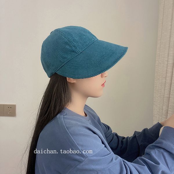 

versatile king ~ corduroy smooth plate duck tongue hat, Blue;gray
