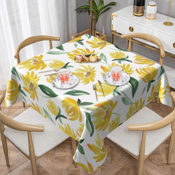 

table cloth yellow watercolor flowers and leaf seamless summer pattern tablecloth decorative printed cover polyester