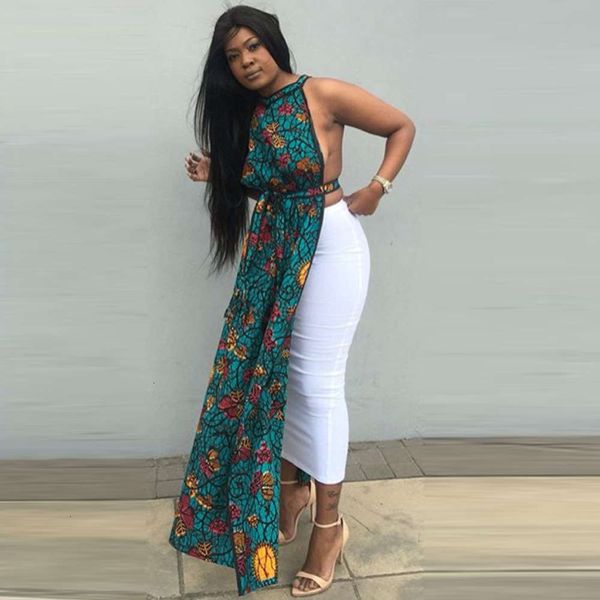 

dresses national style casual round neck one button print long dress with personality and bandage top, Black;gray