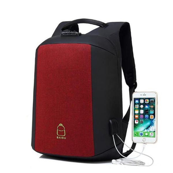 

backpack large capacity men 15inch external usb charge lap2021 anti footwear casual style oxford student bag