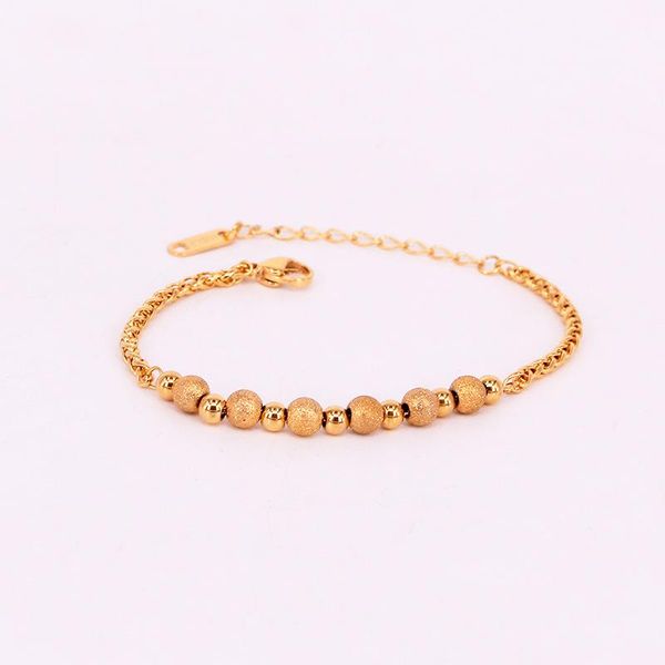 

link, chain style transfer beads multi-size frosted steel ball bracelet women men gold silver color bracelets bangles party, Black