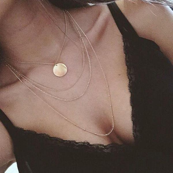 

pendant necklaces 2021 lnrrabc unique silvery multi-layered tassel chain with sequined lady's collarbone necklace adjustable allergy we, Silver